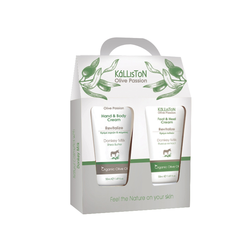 Gift box with hand & body cream with donkey milk 50ml + foot & heel lotion 50ml